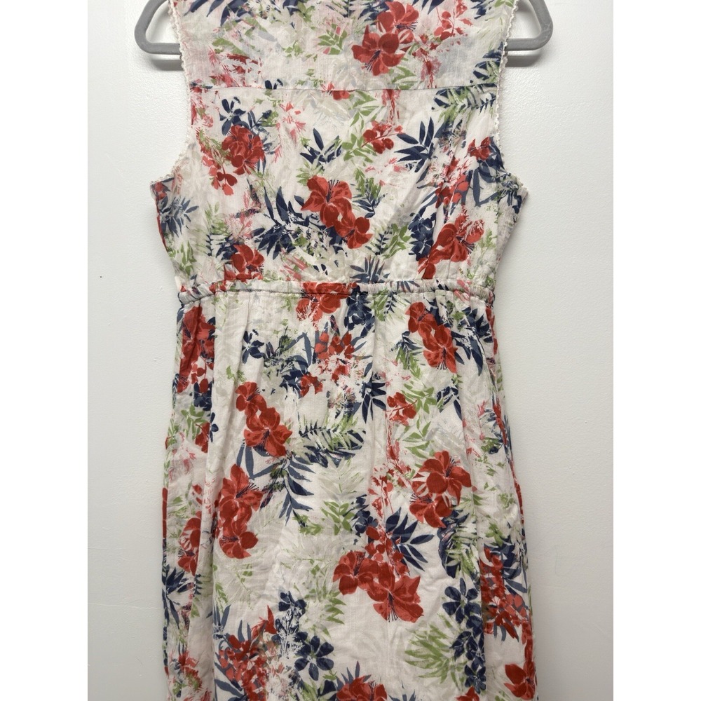 Eddie Bauer Women's Crinkle Cross Front Dress White Floral Size 6 festival #23 - Picture 5 of 8